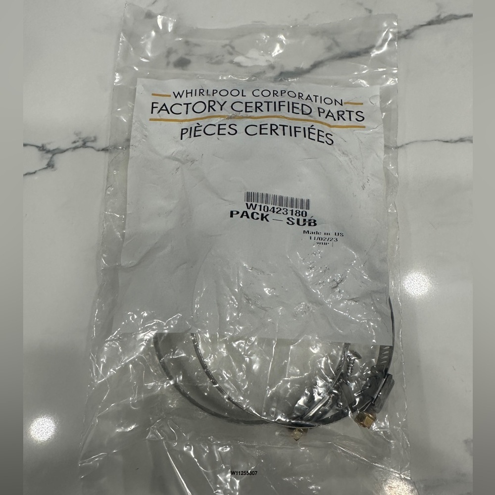 Whirlpool dryer W10423180 2 pack hose clamps accessories new